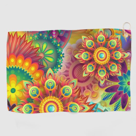 Psychedelisch bloemenpatroon golfhanddoek (Horizontaal)