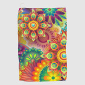 Psychedelisch bloemenpatroon golfhanddoek (Voorkant)