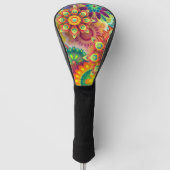 Psychedelisch bloemenpatroon golfheadcover (Voorkant)
