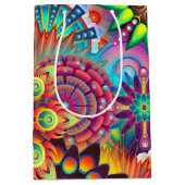 Psychedelisch bloemenpatroon medium cadeauzakje (Voorkant)