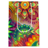 Psychedelisch bloemenpatroon medium cadeauzakje (Achterkant)