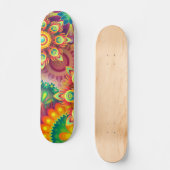 Psychedelisch bloemenpatroon persoonlijk skateboard (Voorkant)