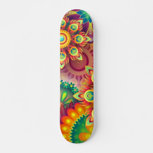Psychedelisch bloemenpatroon persoonlijk skateboard (Voorkant)