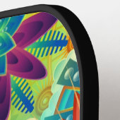 Psychedelisch bloemenpatroon pickleball paddle (Links Detail)