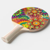 Psychedelisch bloemenpatroon tafeltennisbatje (Voorkant Gekanteld)