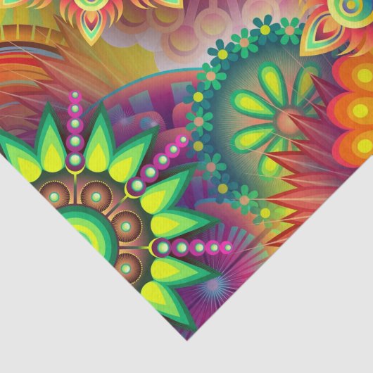 Psychedelisch bloemenpatroon tissuepapier (Detail)