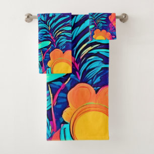 Psychedelisch bloemtapijt bad handdoek