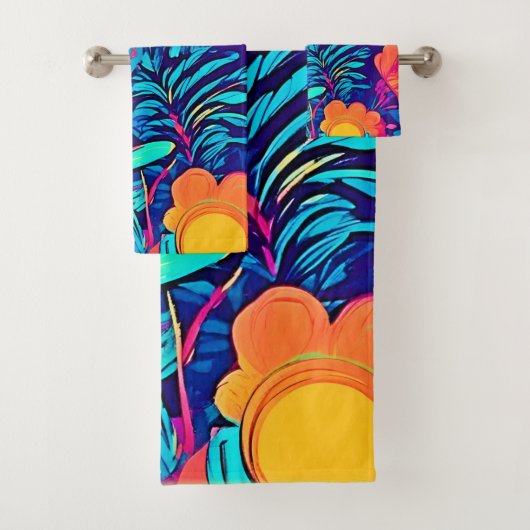 Psychedelisch bloemtapijt bad handdoek (Insitu)