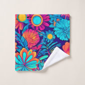 Psychedelisch bloemtapijt bad handdoek (Wasdoekje)