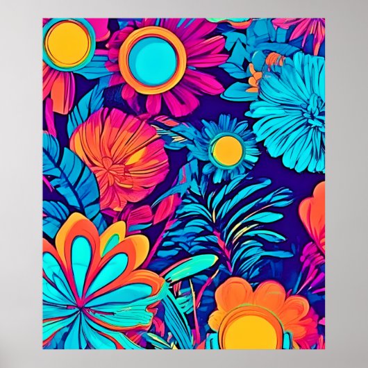 Psychedelisch bloemtapijt poster (Voorkant)