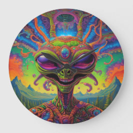 Psychedelisch buitenaards portret grote klok