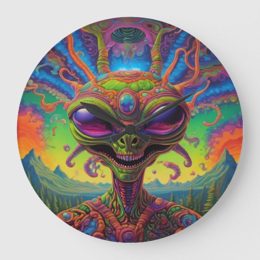 Psychedelisch buitenaards portret grote klok (Voorkant)