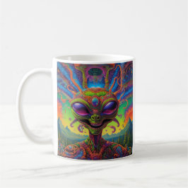 Psychedelisch buitenaards portret koffiemok
