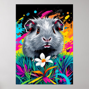 Psychedelisch cavia – Pop Art Pet Portrait Poster