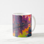 Psychedelisch donker stadsgezicht koffiemok (Voorkant rechts)