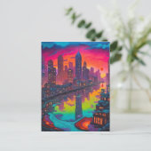Psychedelisch donker stadslandschap briefkaart (Staand voorkant)