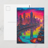 Psychedelisch donker stadslandschap briefkaart (Voorkant / Achterkant)