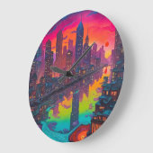 Psychedelisch donkerder stadsgezicht grote klok (Hoek)