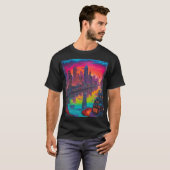 Psychedelisch donkerder stadsgezicht t-shirt (Voorkant volledig)