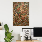 Psychedelisch Draaiend Abstract Organisch Kunstpat Poster (Thuiskantoor)