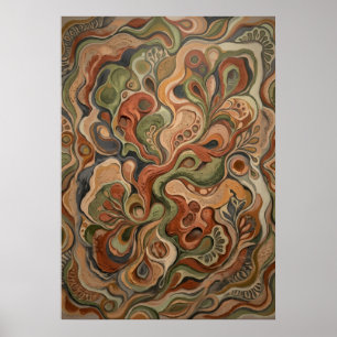 Psychedelisch Draaiend Abstract Organisch Kunstpat Poster