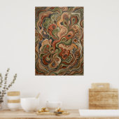 Psychedelisch Draaiend Abstract Organisch Kunstpat Poster (Keuken)