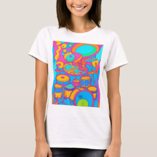Psychedelisch 'drumkit' ontwerp. T-Shirt