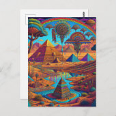 Psychedelisch Egyptisch landschap Briefkaart (Voorkant / Achterkant)