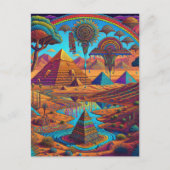 Psychedelisch Egyptisch landschap Briefkaart (Voorkant)