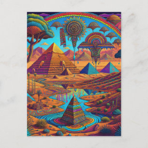 Psychedelisch Egyptisch Landschap Briefkaart