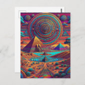 Psychedelisch Egyptisch landschap Briefkaart (Voorkant / Achterkant)