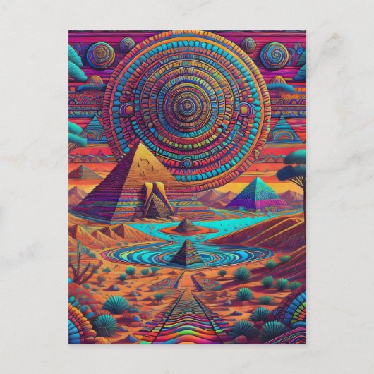 Psychedelisch Egyptisch landschap Briefkaart (Voorkant)