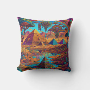 Psychedelisch Egyptisch landschap Kussen