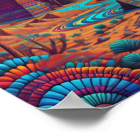 Psychedelisch Egyptisch landschap Poster (Hoek)