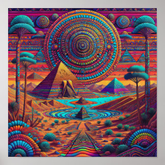 Psychedelisch Egyptisch landschap Poster