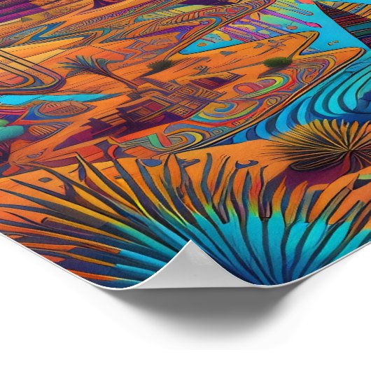 Psychedelisch Egyptisch landschap Poster (Hoek)