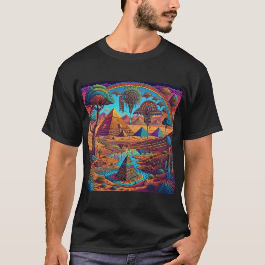 Psychedelisch Egyptisch landschap T-shirt (Voorkant)
