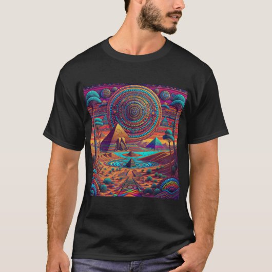 Psychedelisch Egyptisch landschap T-shirt (Voorkant)
