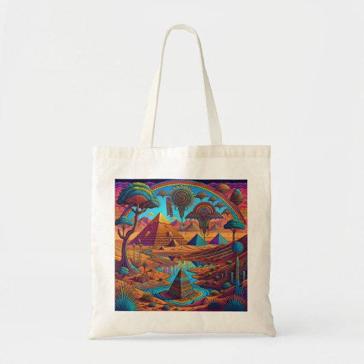 Psychedelisch Egyptisch landschap Tote Bag (Voorkant)