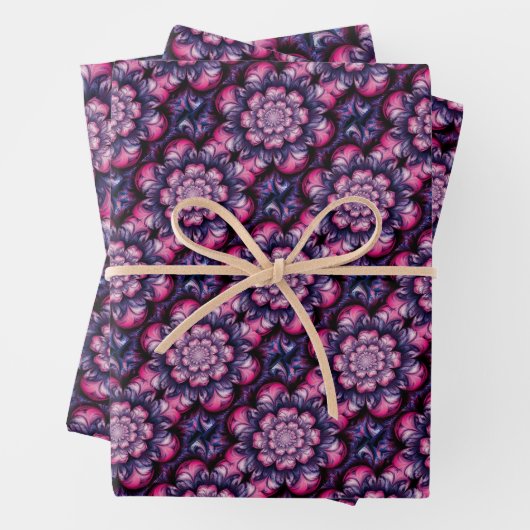 Psychedelisch Fractal Flower Wrapping Paper (In situ)