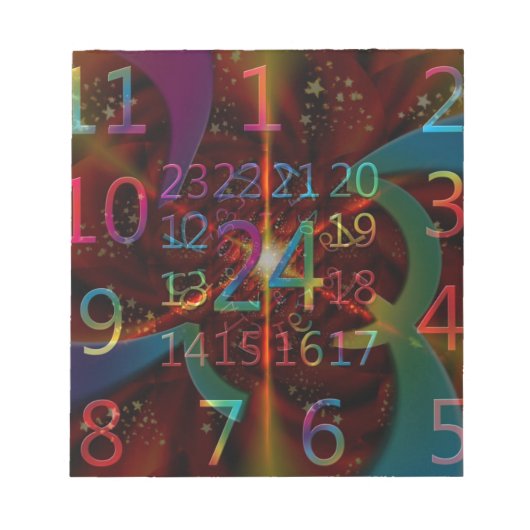 Psychedelisch getallenpatroon, hypnotiserend ontwe notitieblok (Voorkant)