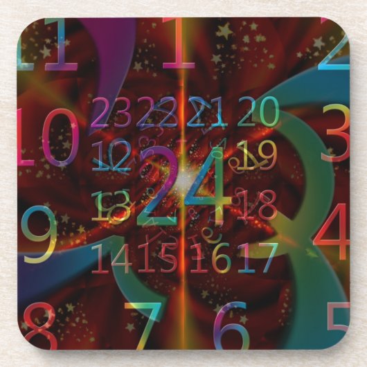 Psychedelisch getallenpatroon, hypnotiserend ontwe onderzetter (Voorkant)