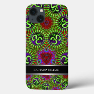 Psychedelisch GOA OM-patroon Aangepaste naam iPhone 13 Hoesje
