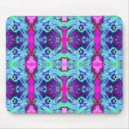 Psychedelisch groen en blauw hibiscuspatroon muismat