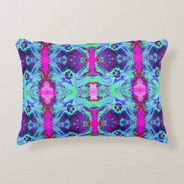 Psychedelisch groen en blauwe hibiscuspatroon accent kussen