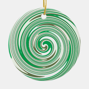 Psychedelisch groen pinwielontwerp keramisch ornament