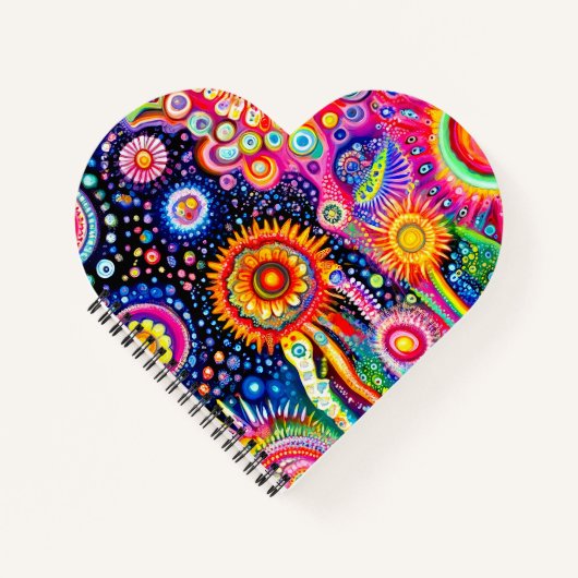Psychedelisch Hart Vormgegeven Notitieboek (Voorkant)