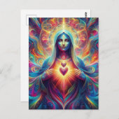 Psychedelisch Heilig Hart van Maria Briefkaart (Voorkant / Achterkant)