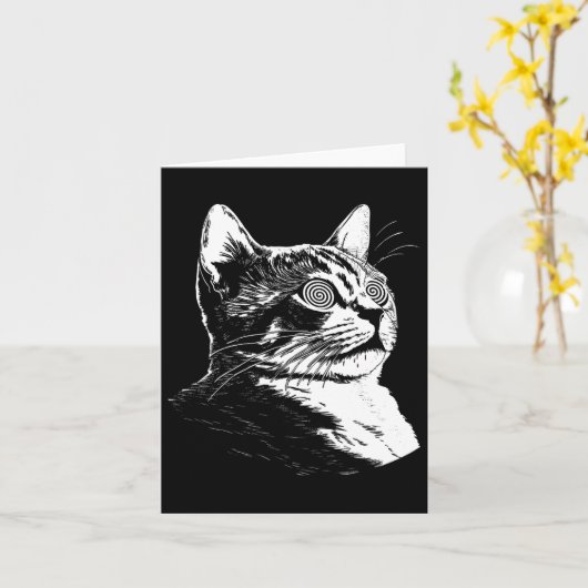 Psychedelisch kattenfestival Edm Trippy Illusion K Kaart (Gele Bloem)