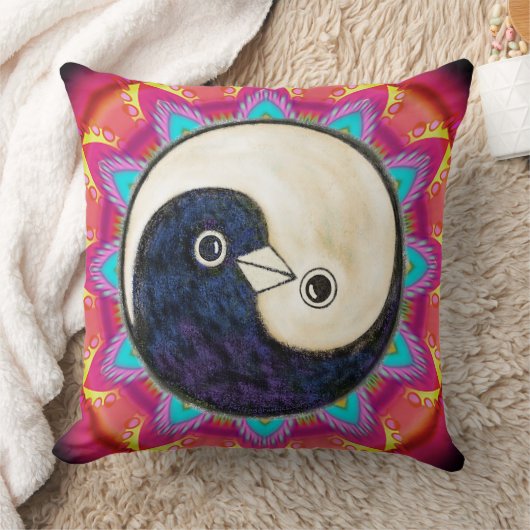 Psychedelisch kussen met YinYang Peace Doves (Deken)